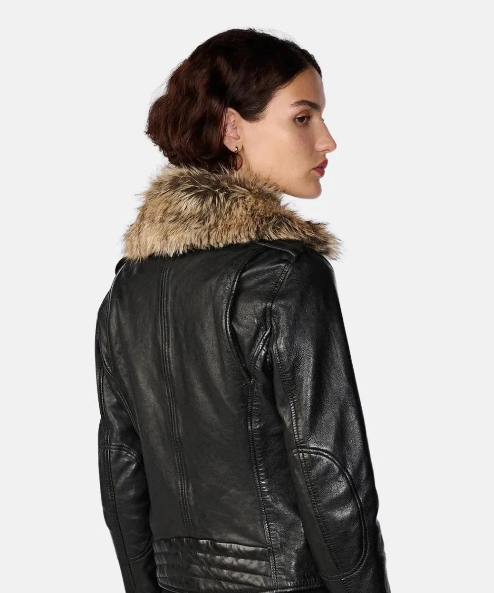 Zoe Moto Jacket Fur Collar