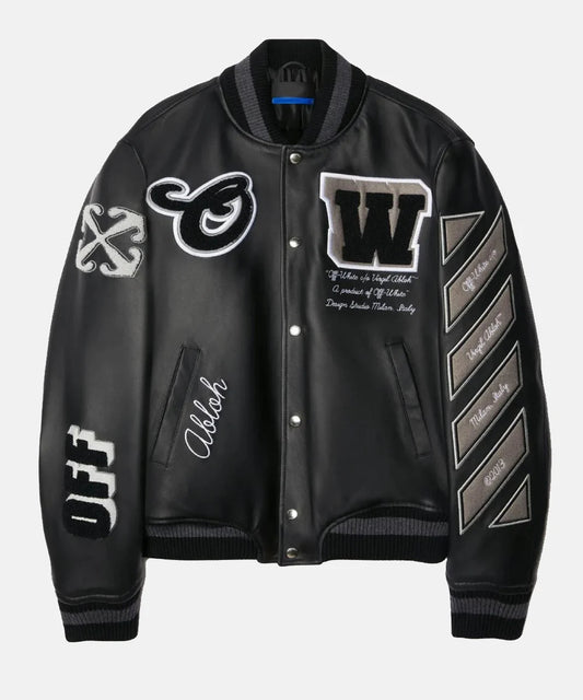 Off-White Moon Leather Letterman Jacket