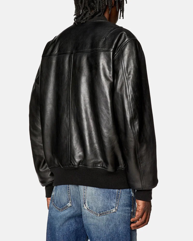 Padded Tumbled Leather Jacket
