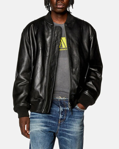 Padded Tumbled Leather Jacket