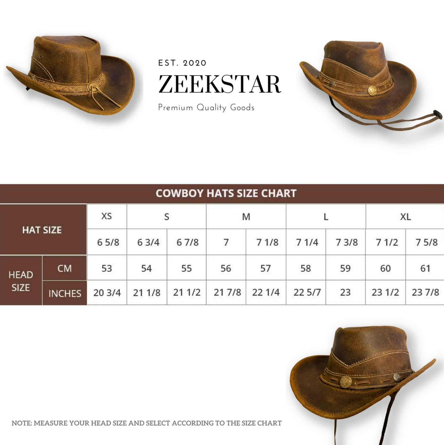 Premium Handcrafted Leather Cowboy Hat with Adjustable String - Classic Western Style