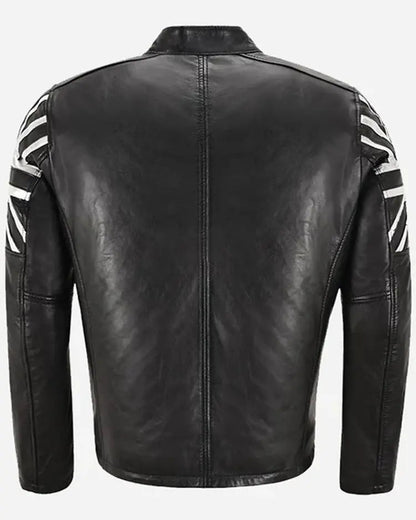 Union Jack Silver Black Leather Jacket
