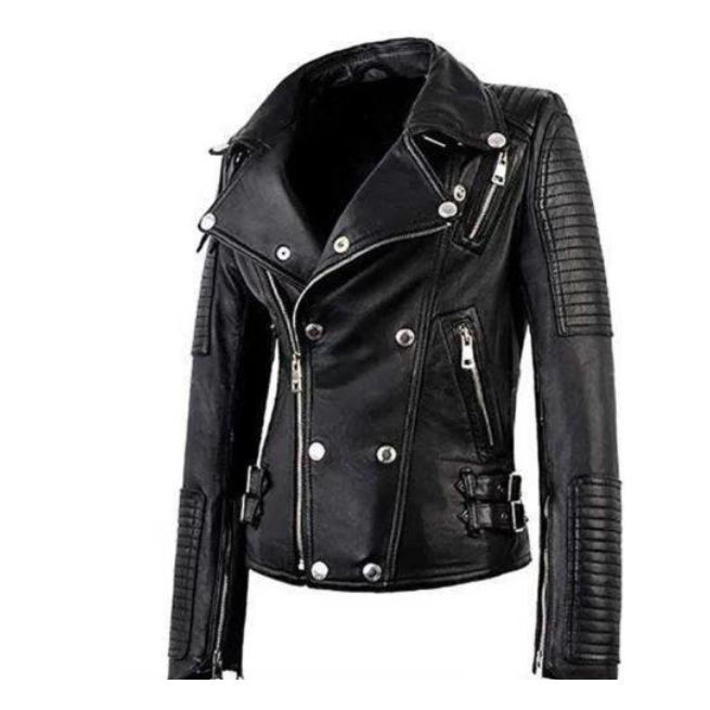 Women Black Leather Biker Jacket