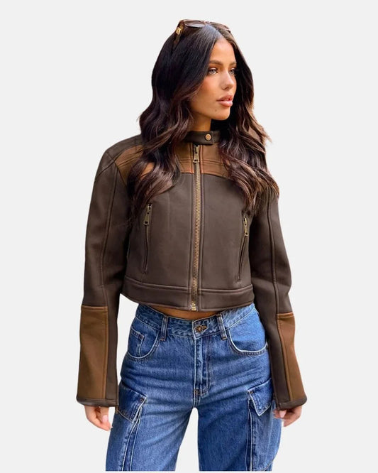Bella Chocolate Leather Moto Jacket