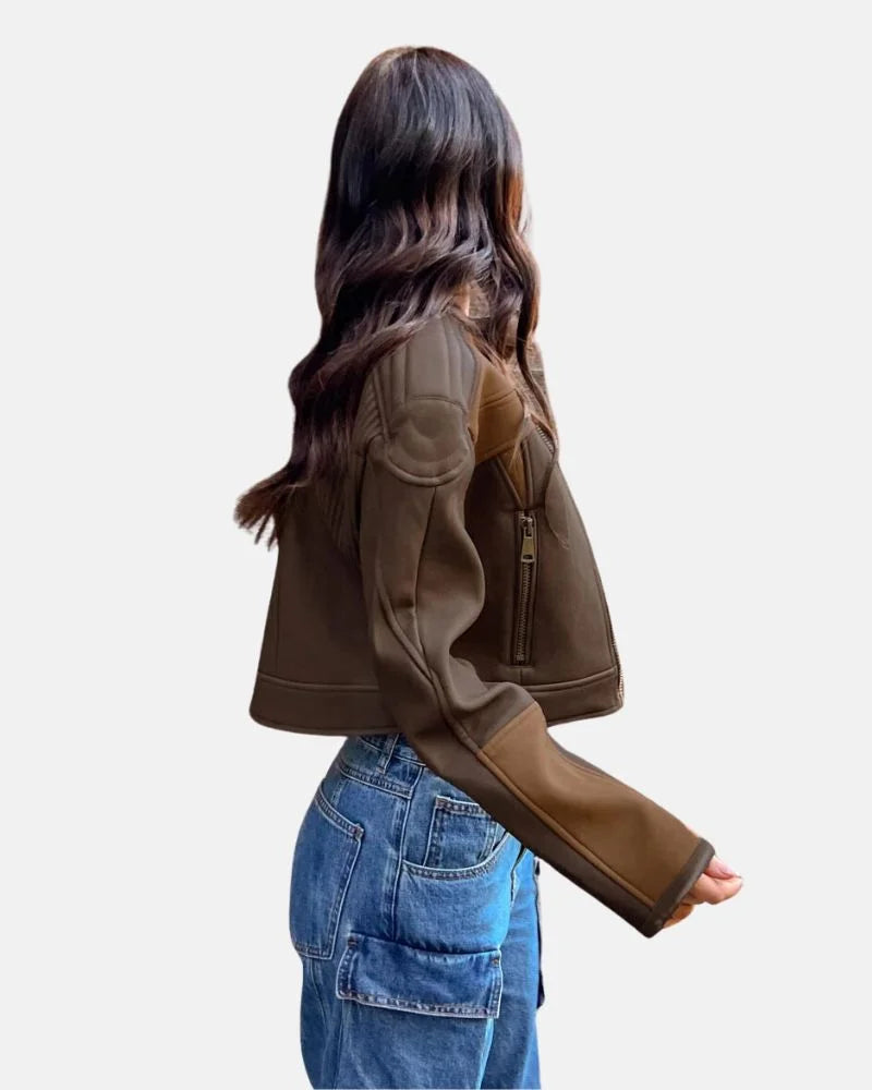 Bella Chocolate Leather Moto Jacket