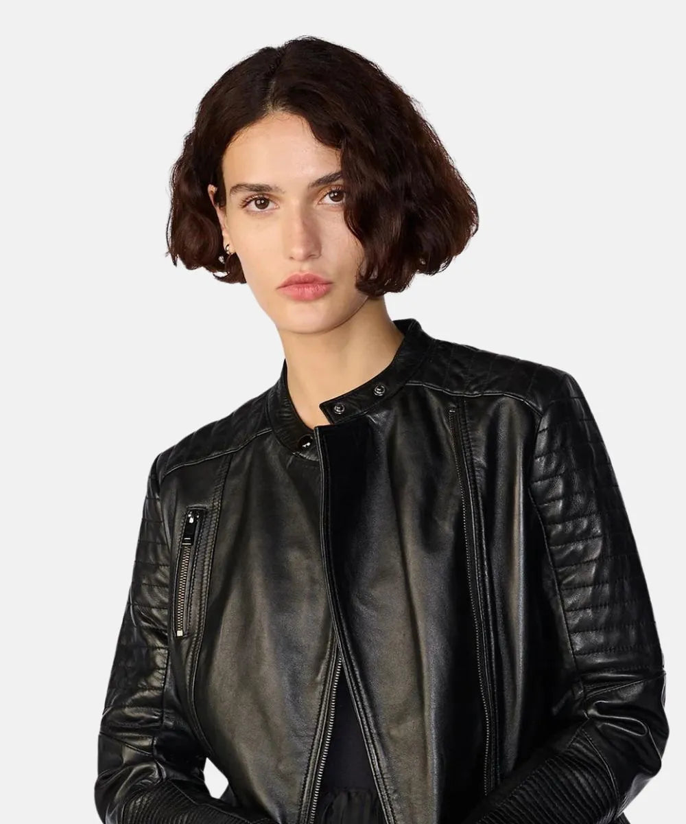 Quilted Black Leather Jacket