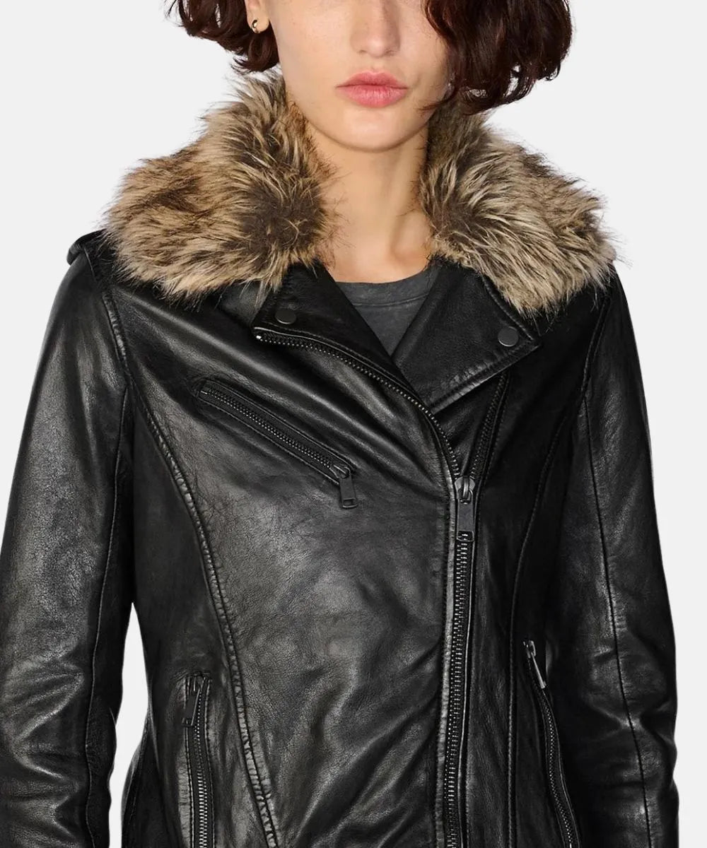 Zoe Moto Jacket Fur Collar