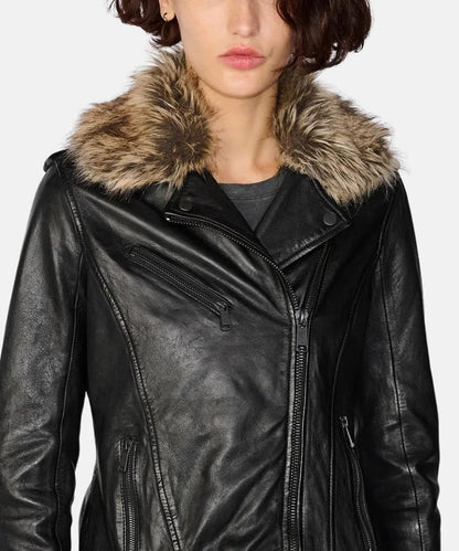 Moto Jacket Fur Collar