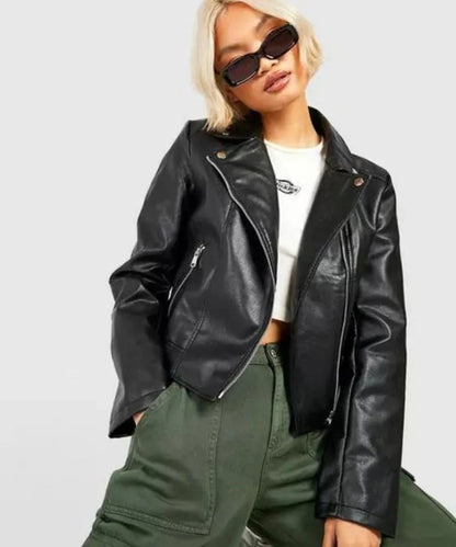 Classical Black Leather Biker Jacket