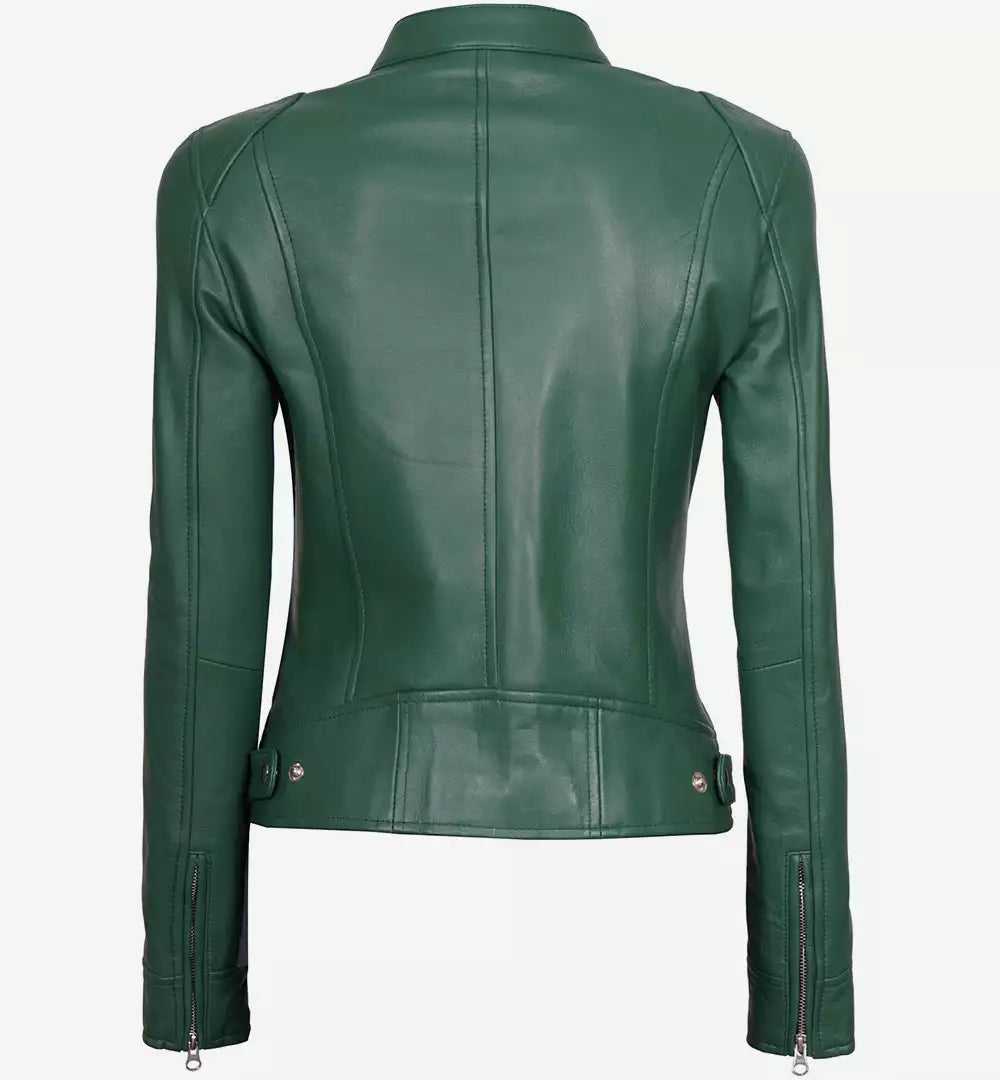Dodge Green Cafe Racer Leather Jacket