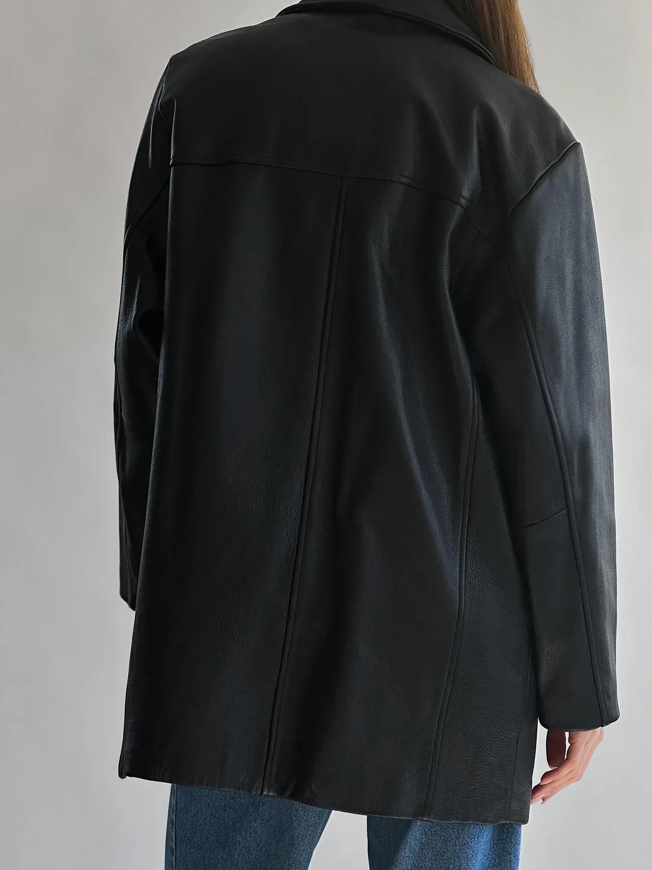 Vintage Oversized Straight Fit Leather Jacket