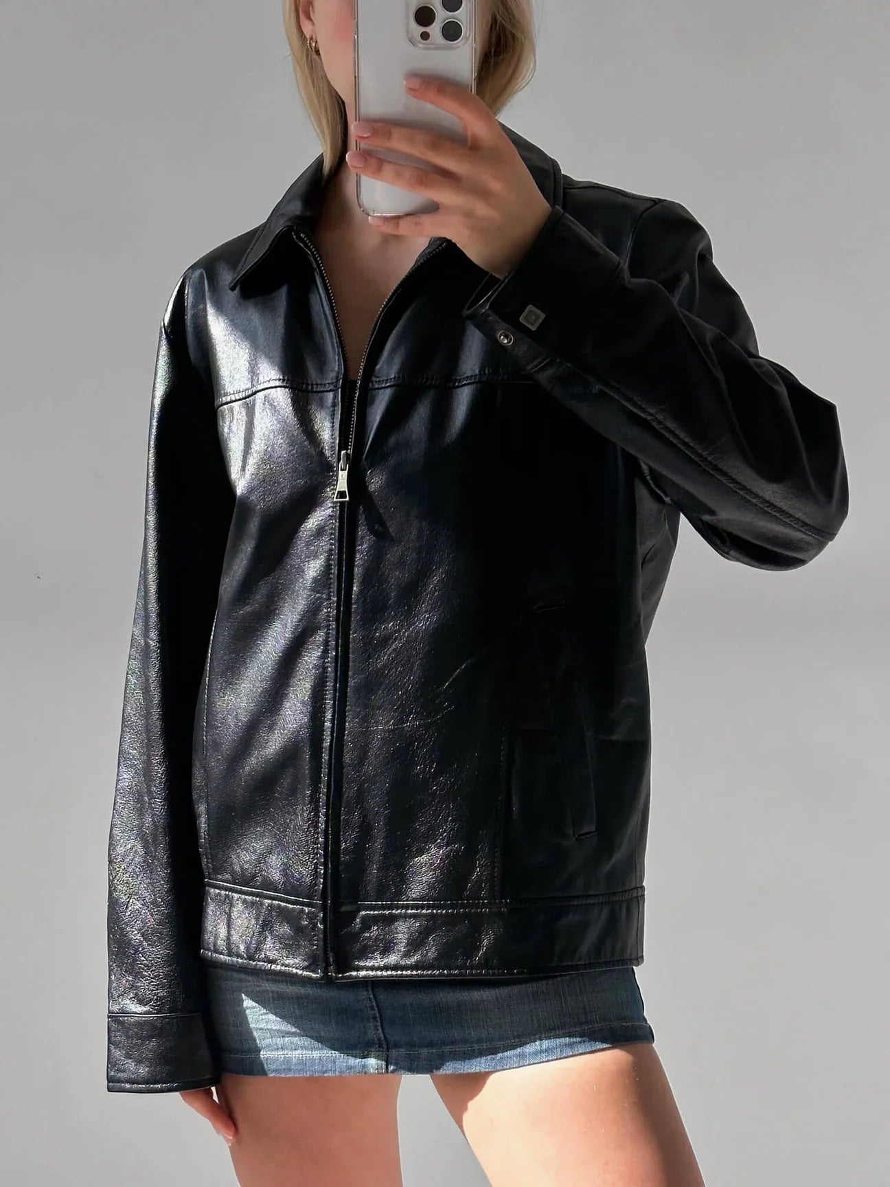 Vintage Oversized Straight Fit Leather Jacket