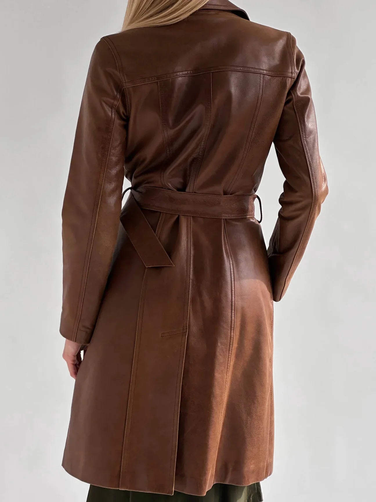 Long Leather Trench coat