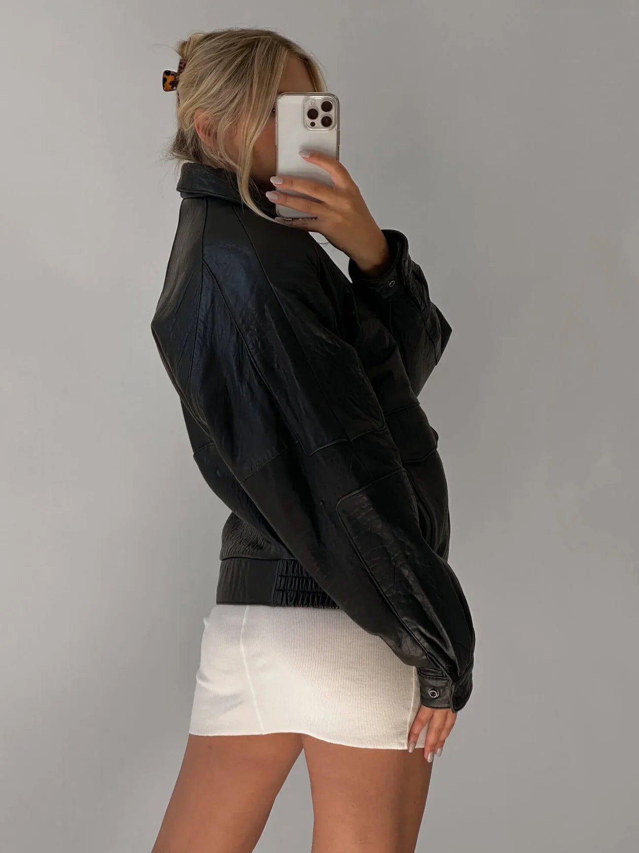 Vintage Oversized Leather Bomber Jacket